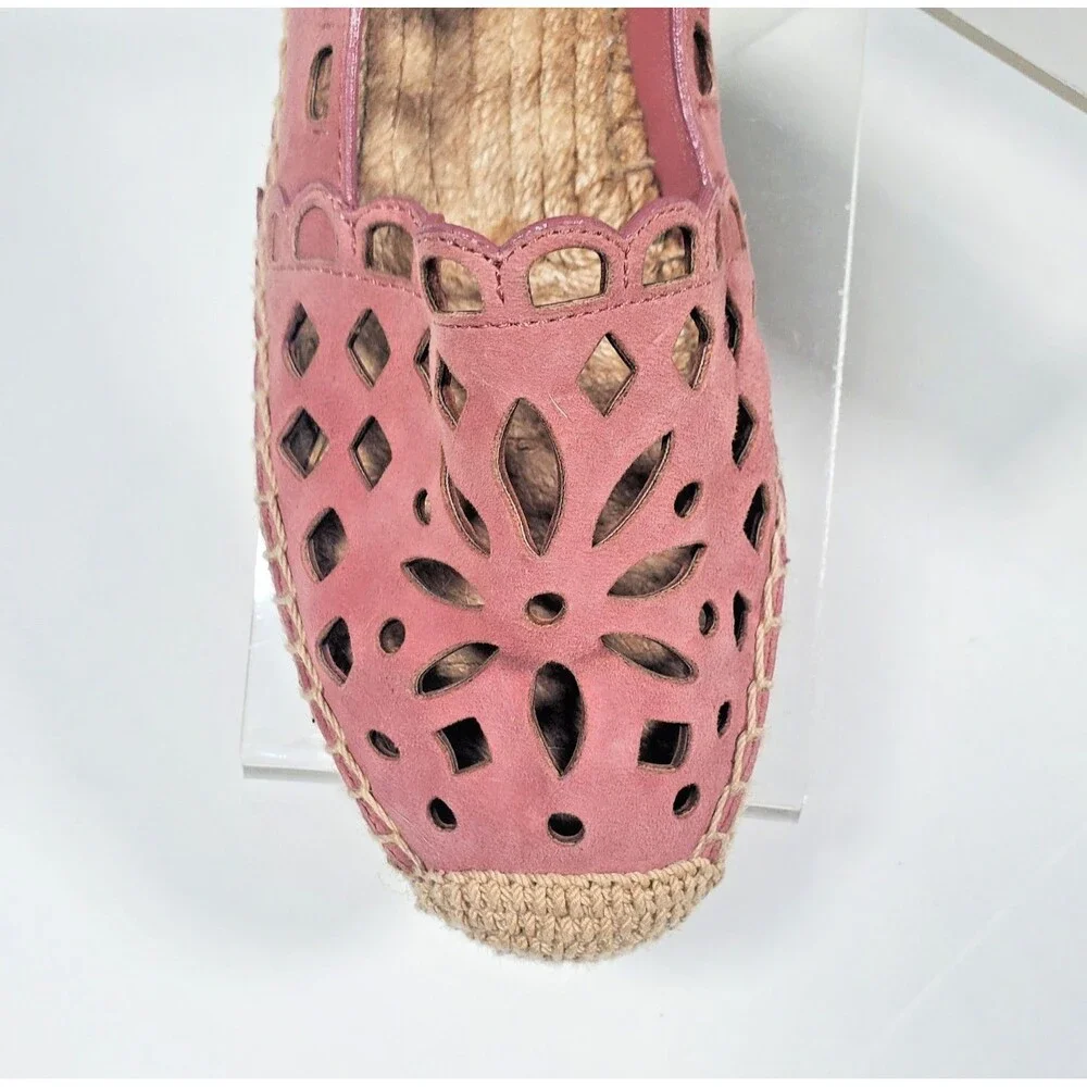 Tory Burch Women’s Suede Flats Size 6.5 Rose Pink Slip On Espadrilles 